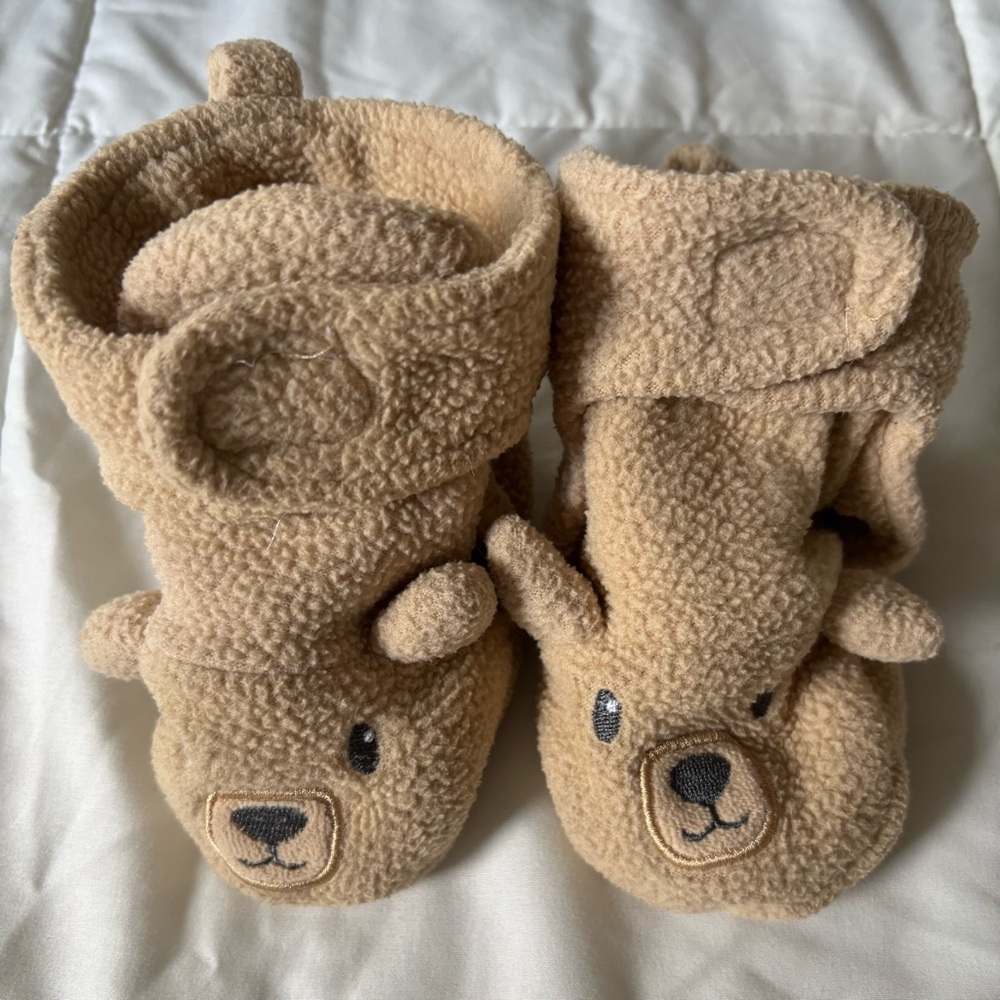 Fleece Bear Baby Booties